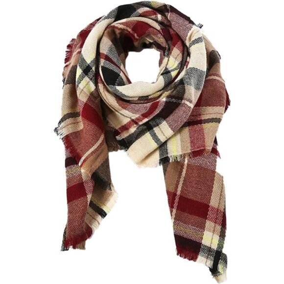 Womens Plaid Scarf Oversized Blanket Shawl Wrap Soft Warm Tassel Winter Fall Gif - Picture 3 of 6